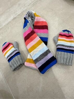 Baby GAP Kids Striped Knit Scarf and Mittens Set - Multicolor